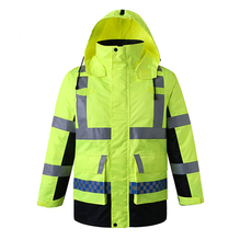 交通安全反光棉服两件套冬季加厚反光雨衣