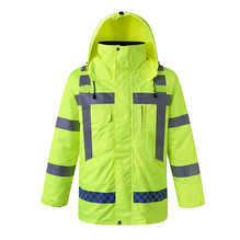 冬季加厚反光执勤服 荧光黄防寒安全反光棉衣