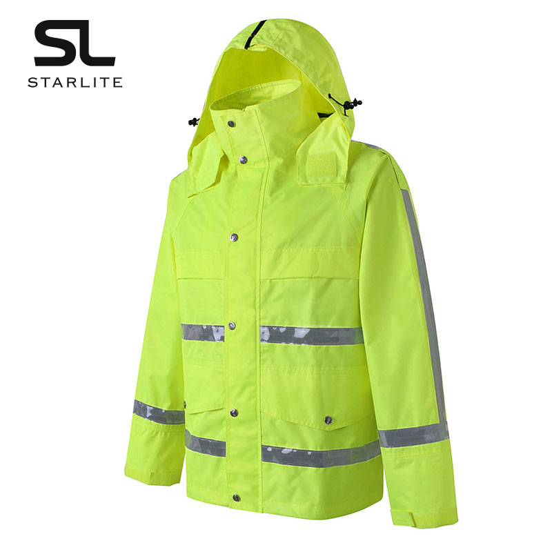 交通分体雨衣套装  荧光黄户外防水反光
